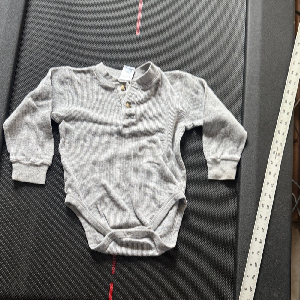Gray Ribbed Long Sleeve Baby Onesie